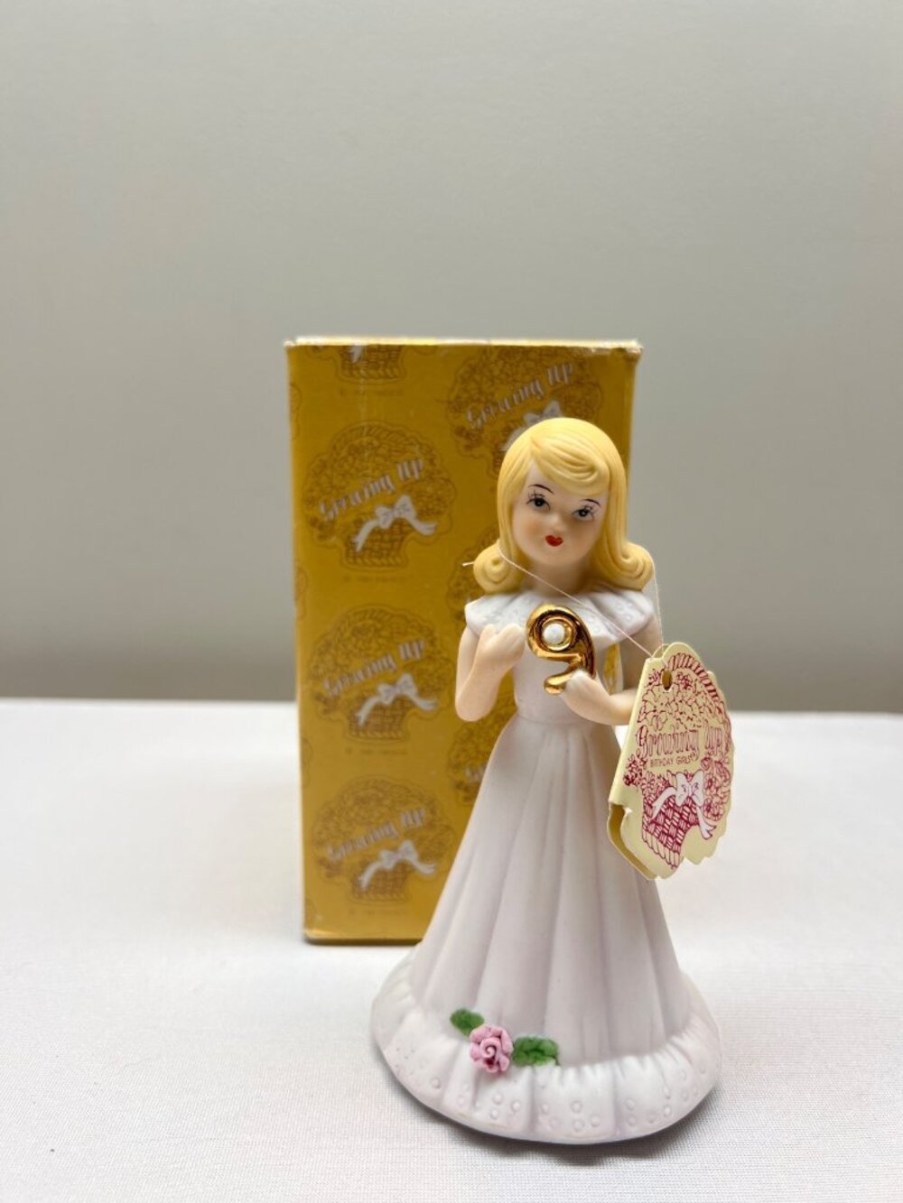 Vintage Enesco Growning Up Blond Figure Birthday Girls Age 9 Figurine